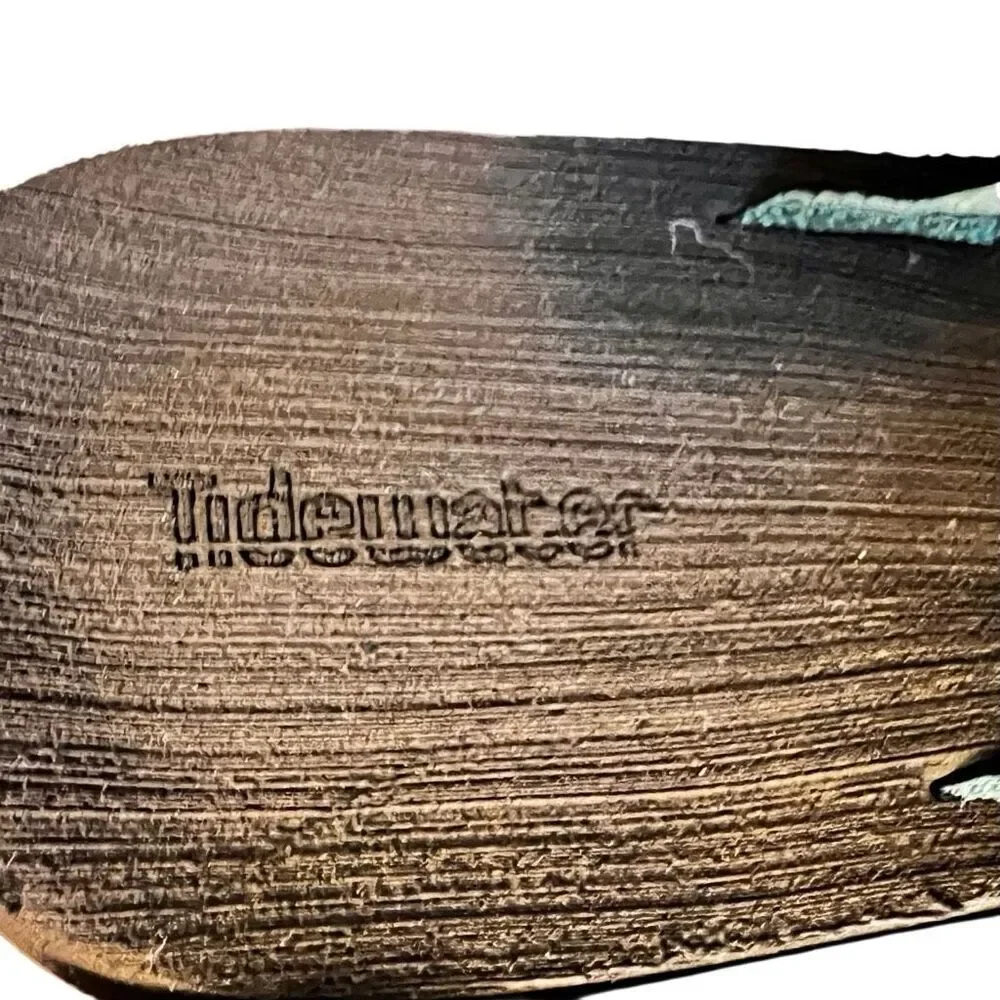 Tidewater Teal Bigfoot Print Sandals Size 12